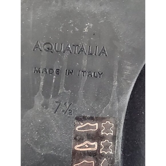 AQUATALIA Womens Shoes Waterproof Block Heel Bootie Black Suede Sz 7.5 Side Zip - Picture 10 of 13